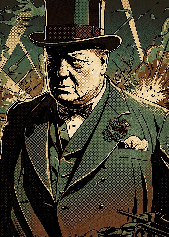 Winston Churchill Vintage Style Portrait