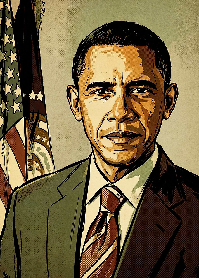 Barack Obama Comic Style Portrait