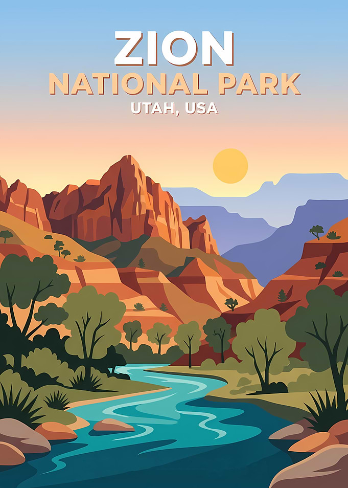 Zion National Park Travel Poster