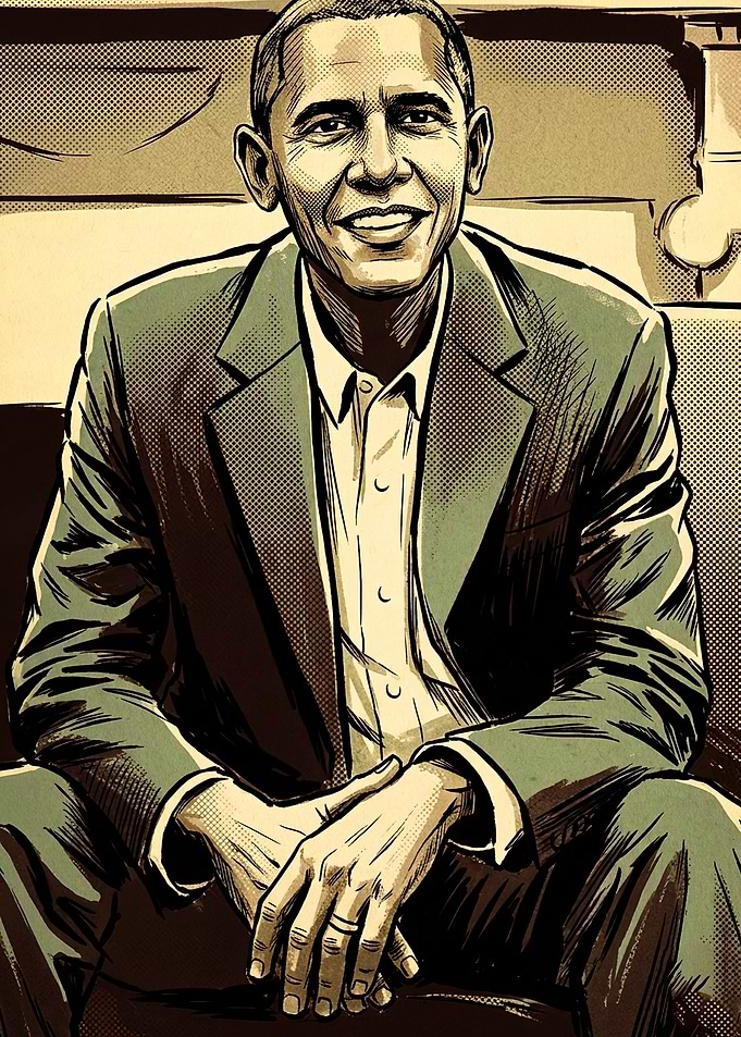 Barack Obama Comic Style Portrait