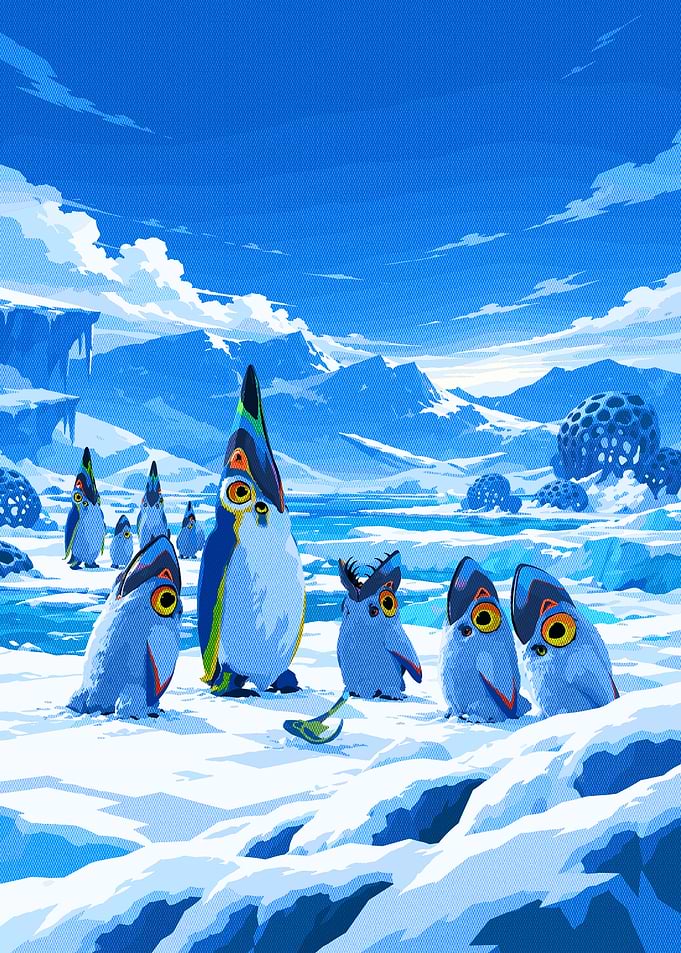 Surreal Alien Penguin Colony