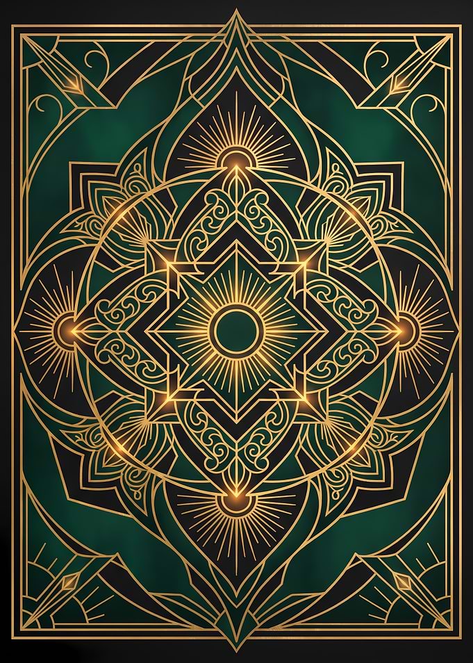 Art Deco Gold and Green Mandala