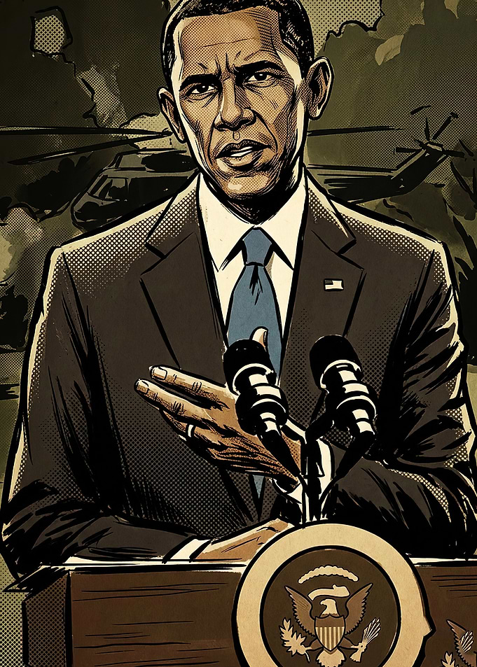 Barack Obama Presidential Comic Style Art