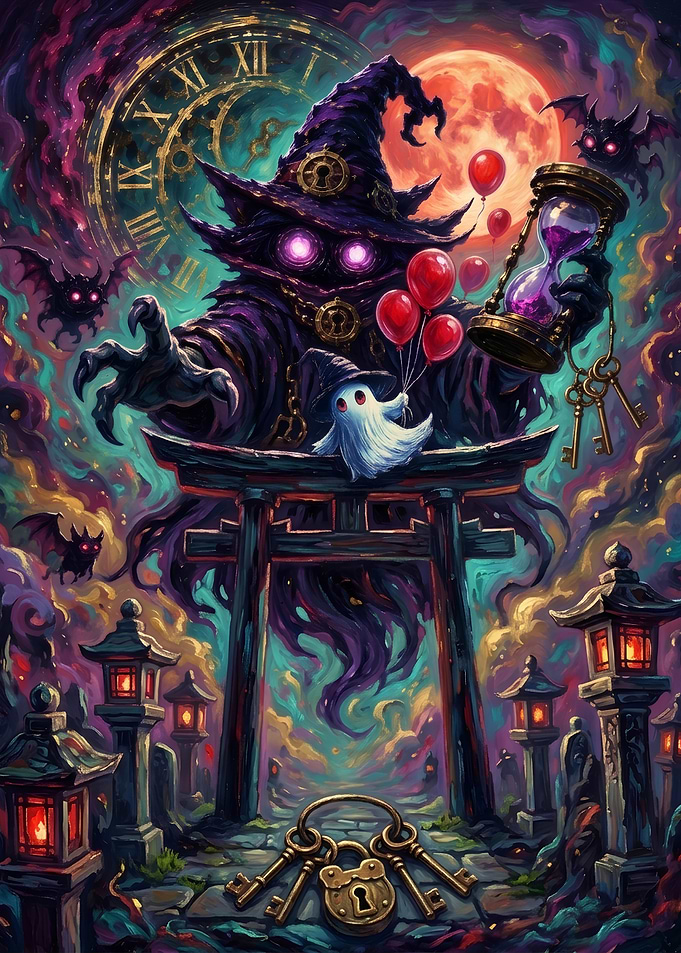 Mystical Wizard and Ghost at Torii