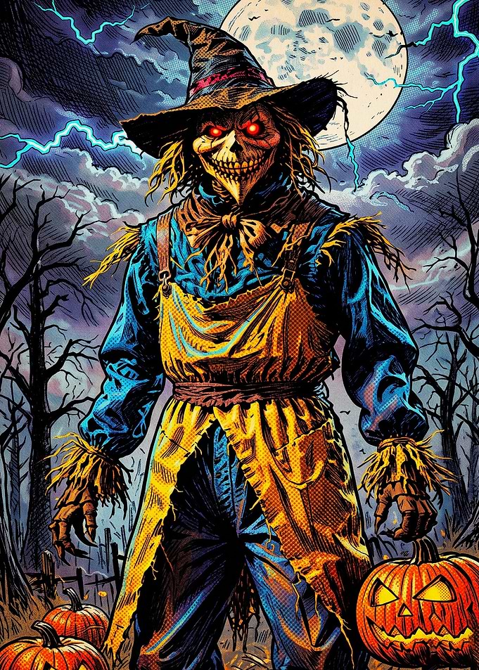 Evil Scarecrow Halloween Illustration