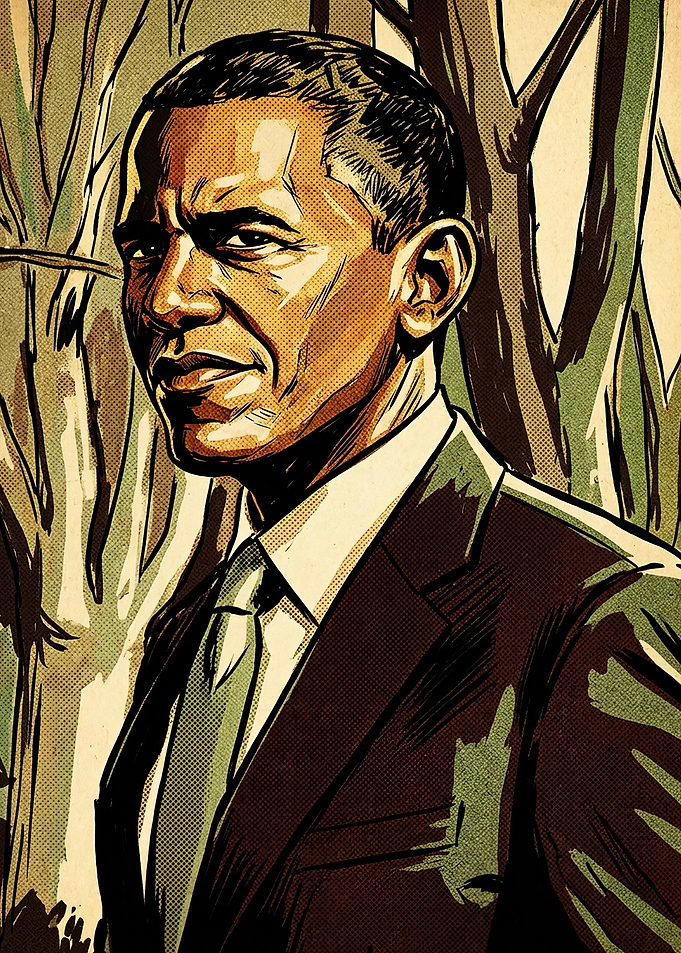 Barack Obama Comic Style Portrait