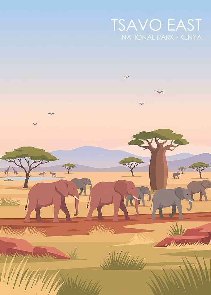 Tsavo East National Park Kenya Poster