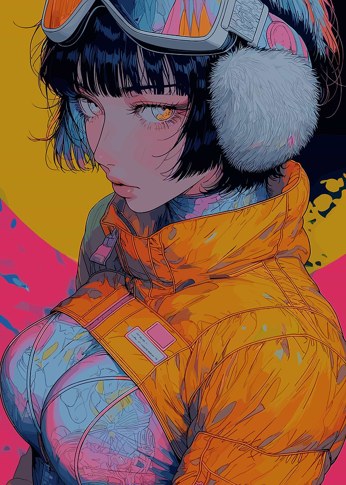 Stylish Anime Girl in Winter Gear