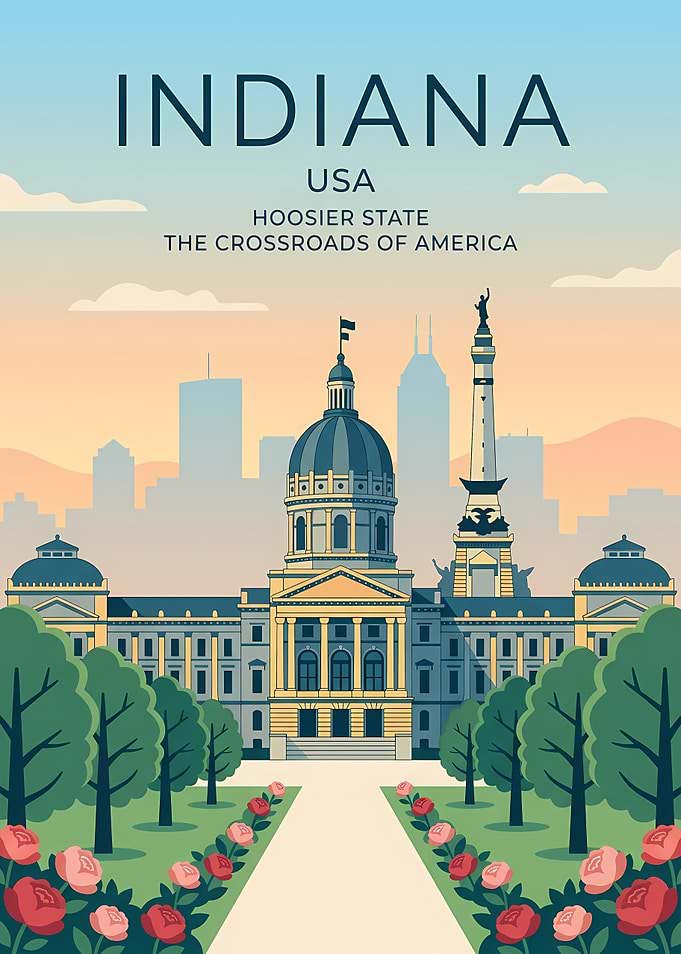 Indiana State Capitol Travel Poster