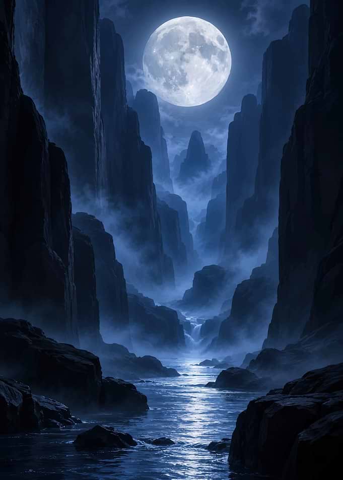 Full Moon Over Misty Canyon