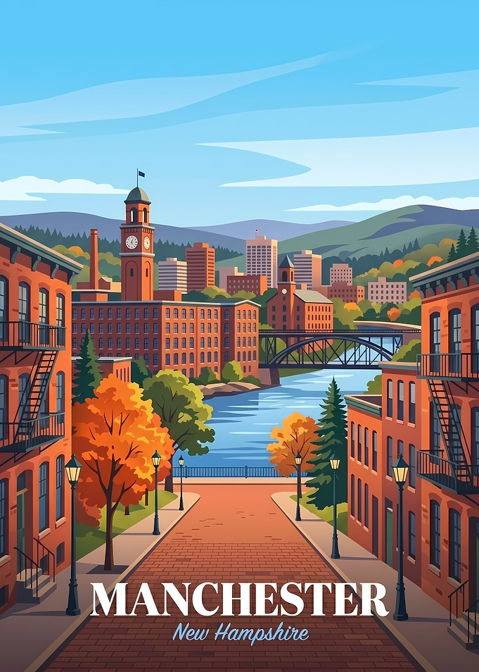 Manchester New Hampshire Travel Poster