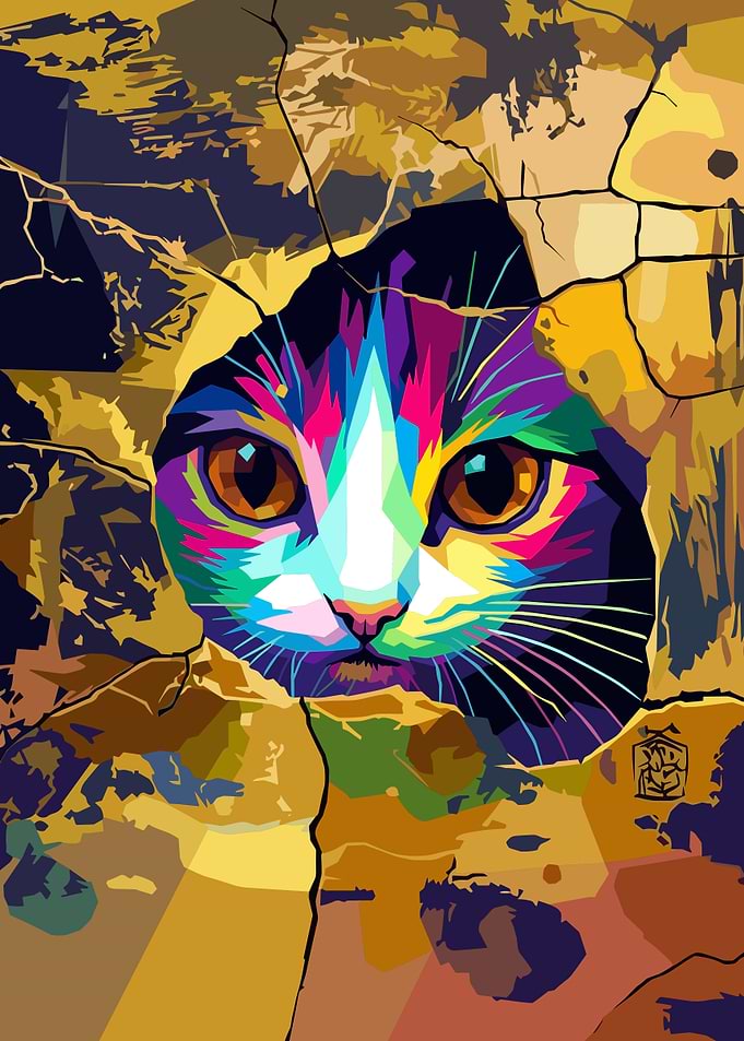 Colorful Pop Art Cat Portrait