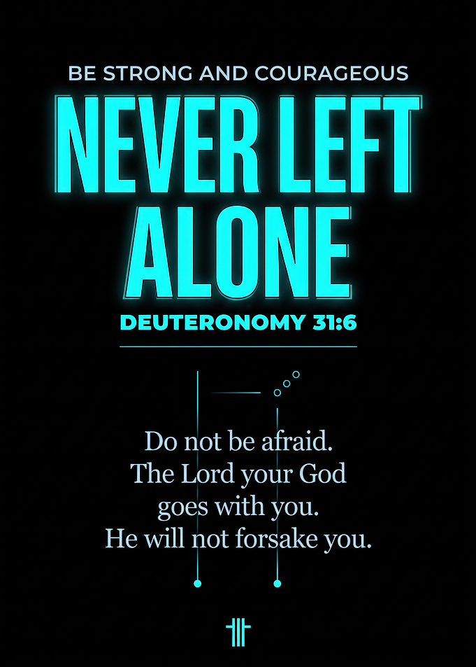 Deuteronomy 31:6 Inspirational Bible Verse Poster