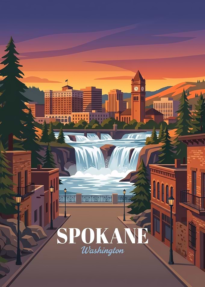 Spokane Washington Travel Poster