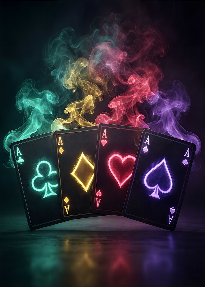 Neon Four Aces Playing Cards