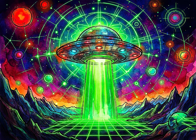 Psychedelic UFO Landing in Space