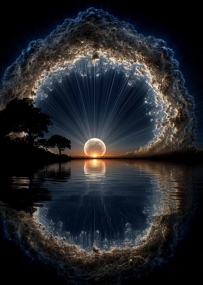 Surreal Moonlit Cloud Portal Landscape
