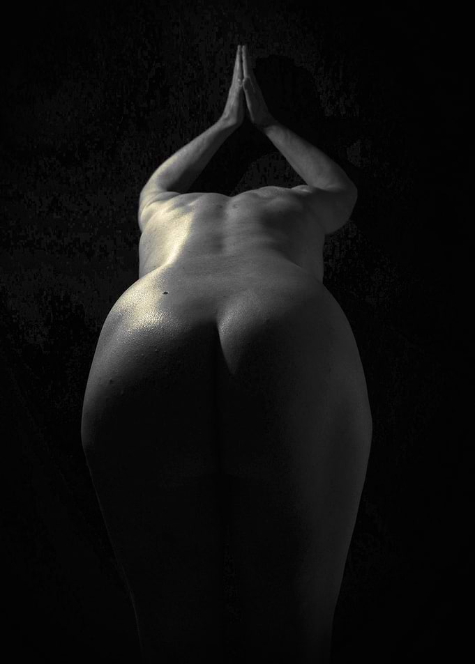 Artistic Nude Silhouette in Prayer