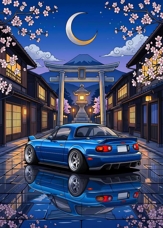 Blue Mazda Miata in Japan
