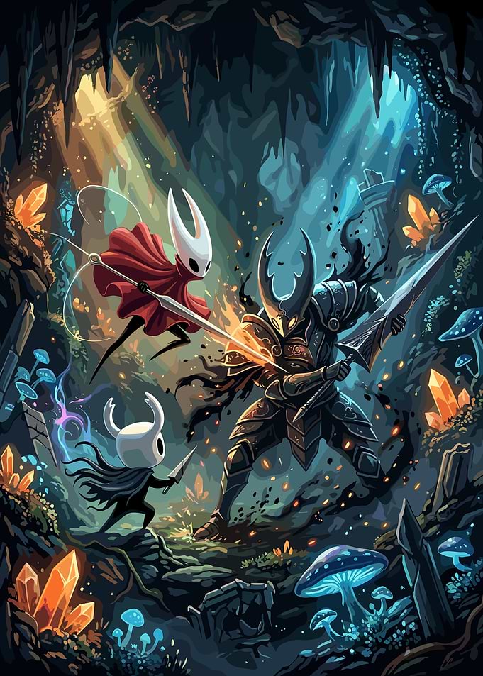 Hollow Knight Battle Scene Illustration