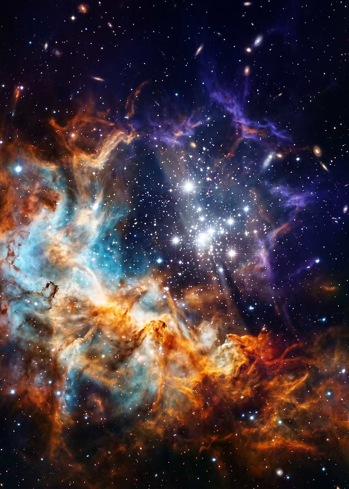 Vibrant Cosmic Nebula and Star Cluster