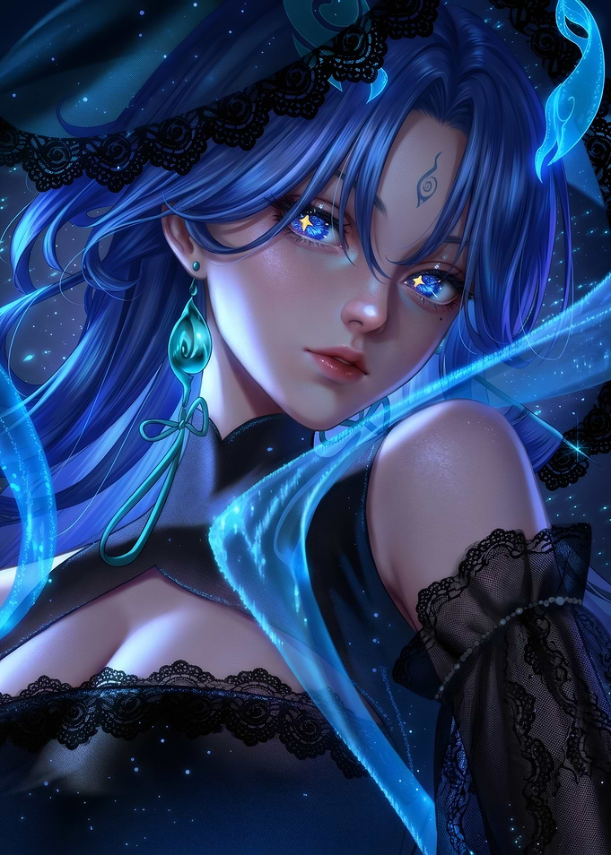 Ethereal Blue Haired Anime Girl