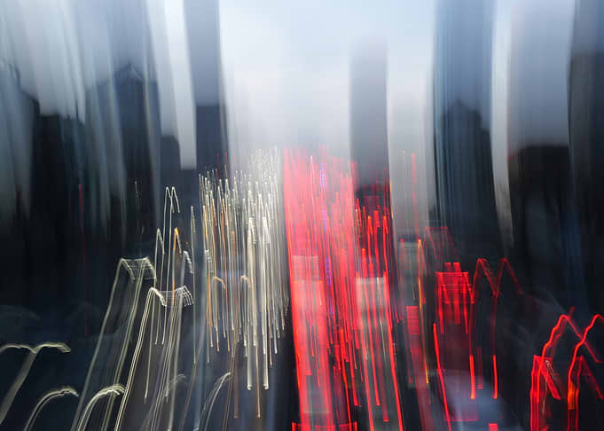 Abstract City Traffic Light Trails - Red and Yellow Motion