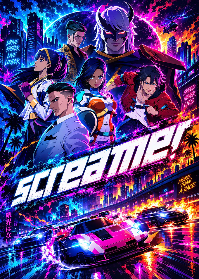 Screamer Racing Anime Style Poster