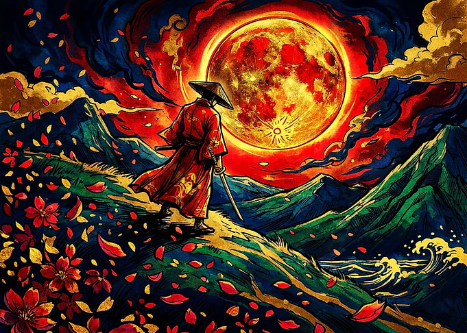 Samurai Under a Crimson Moon