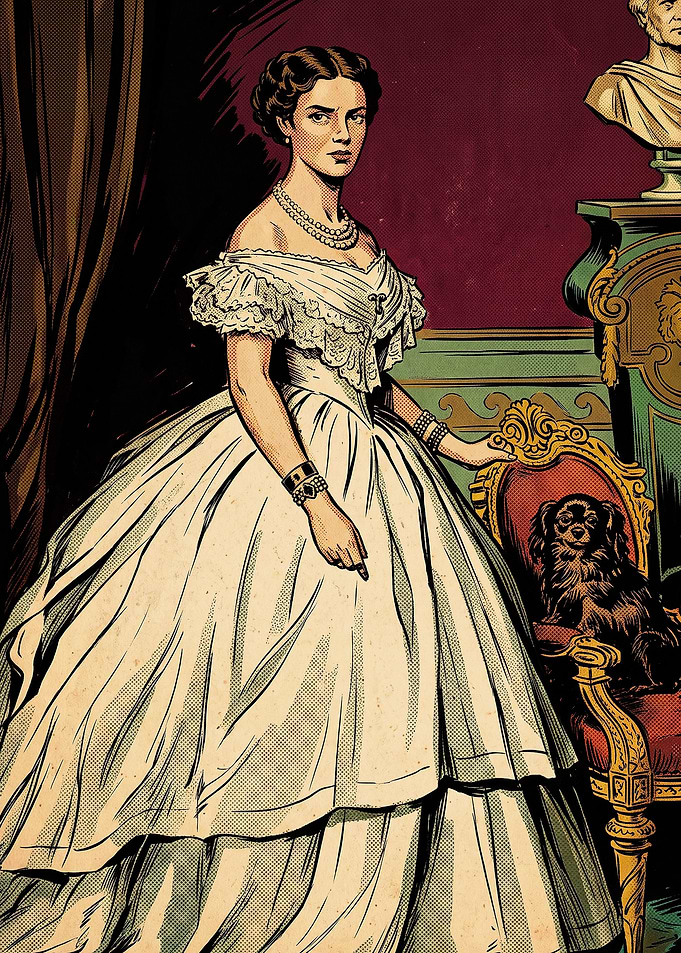 Victorian Lady with Dog Portrait