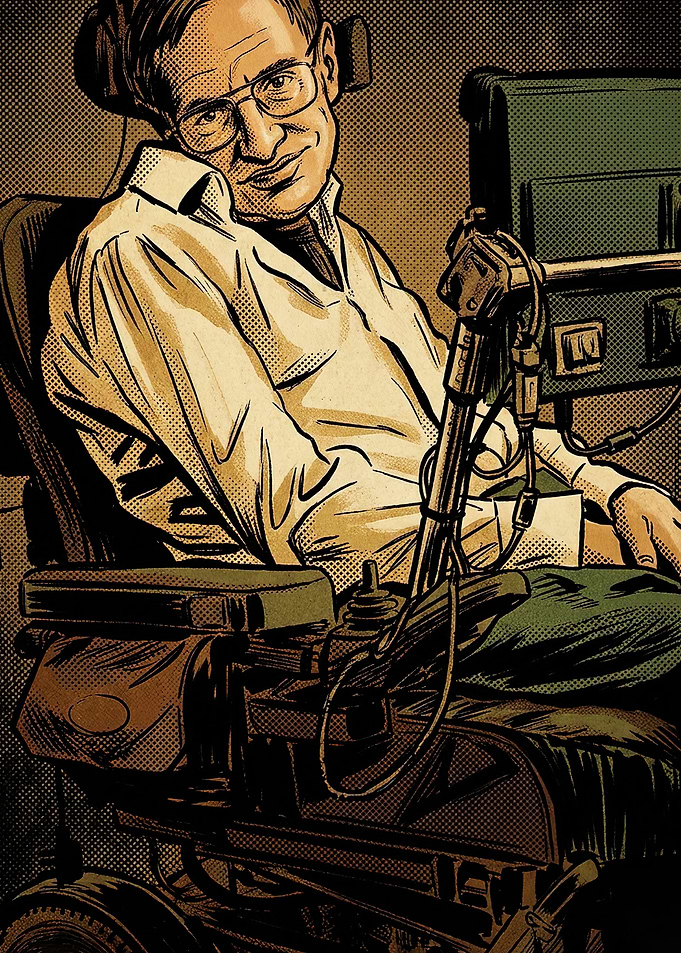 Stephen Hawking Comic Style Portrait