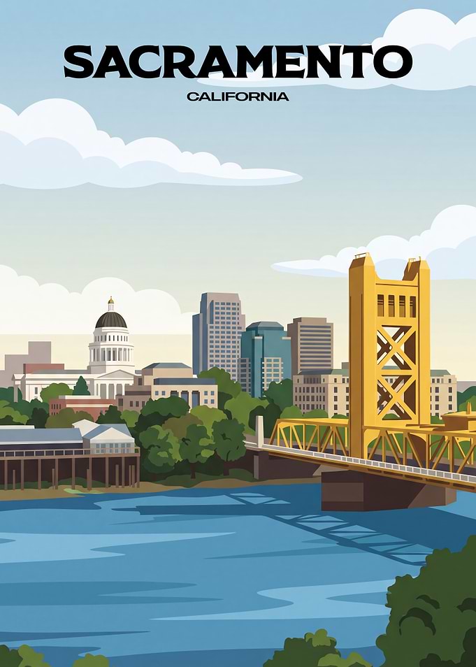 Sacramento California Travel Poster