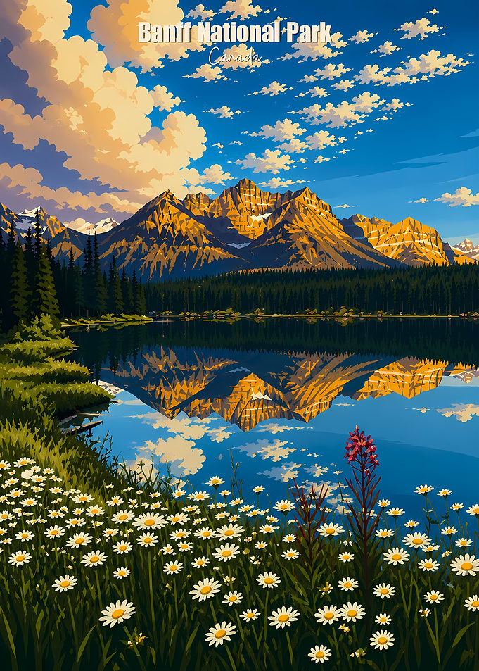 Banff National Park Canada – Canadian Rockies Mountain Lake Landscape Art