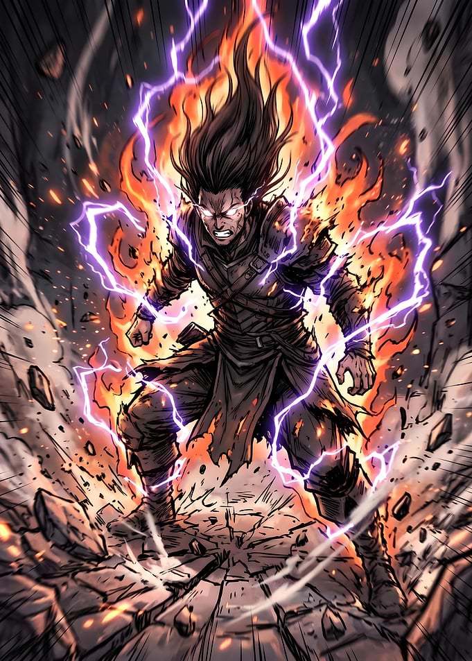 Warrior Unleashing Elemental Power&Power Overload - Elemental Chaos