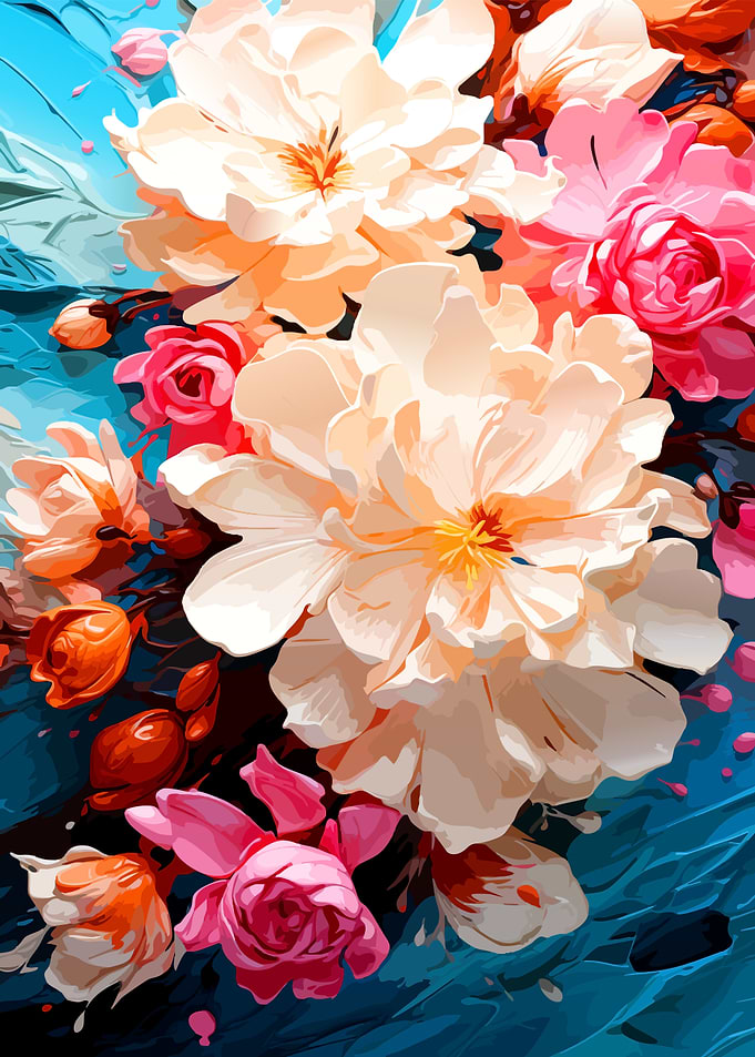 Vibrant Floral Oil Painting