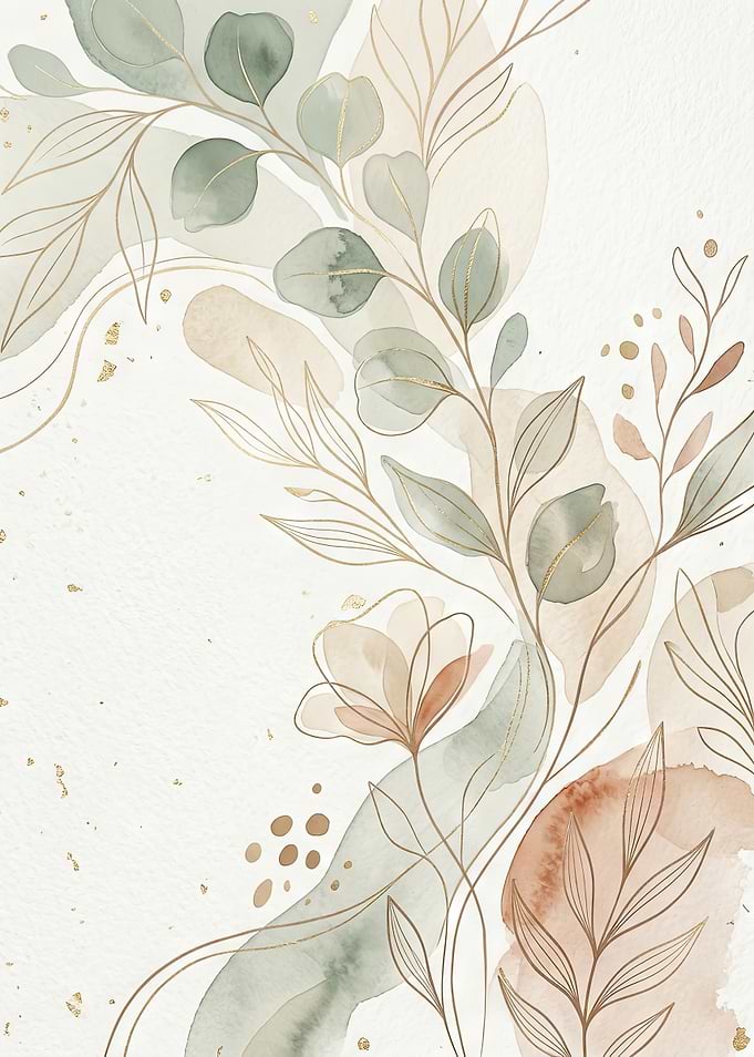 Elegant Watercolor Botanical Line Art