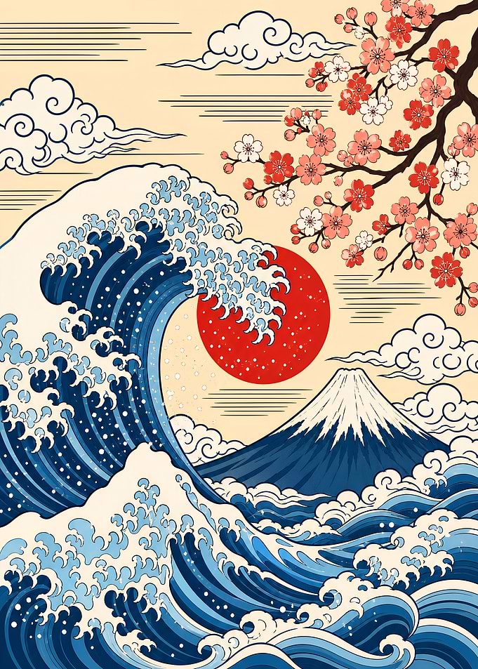 Great Wave and Mount Fuji Art