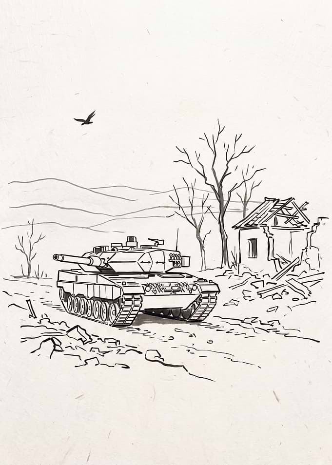 Leopard 2 Tank in War Zone