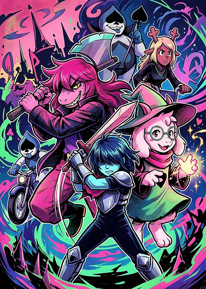 Deltarune Characters Action Illustration