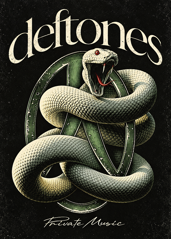 Deftones Snake and Anarchy Symbol Poster