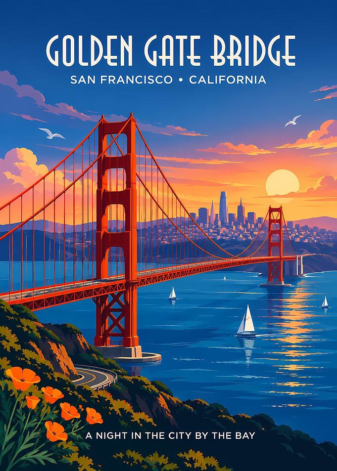 Golden Gate Bridge Travel Poster
