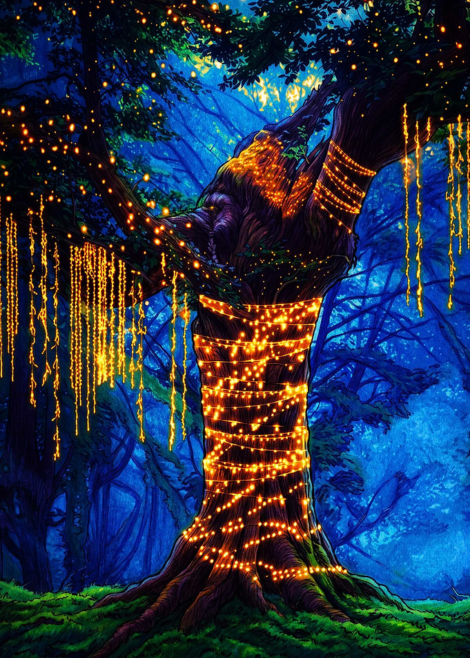 Enchanted Tree with Glowing Fairy Lights