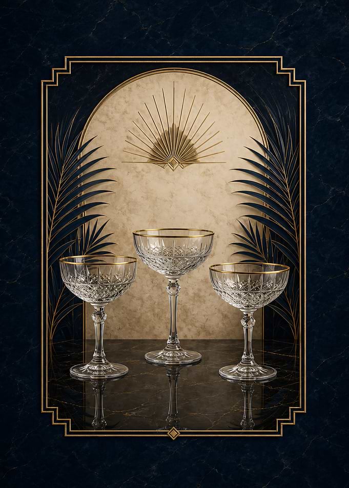 Art Deco Crystal Champagne Coupes