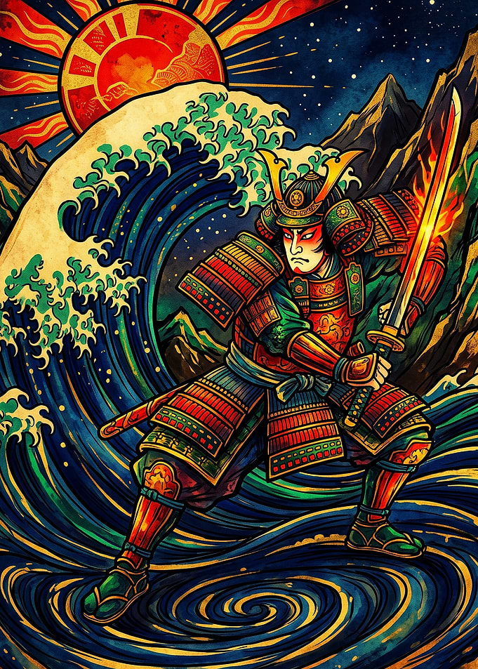 Samurai Warrior with Flaming Katana