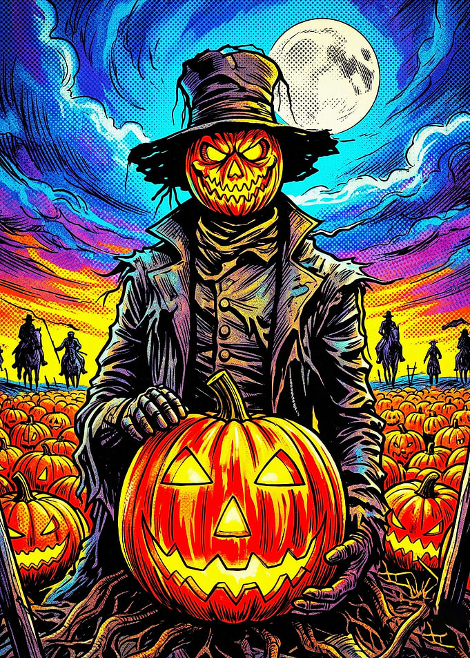 Scarecrow Pumpkin King Halloween Art