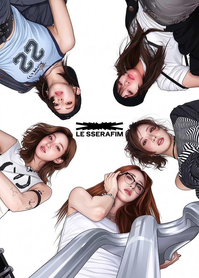LE SSERAFIM Group Portrait Illustration