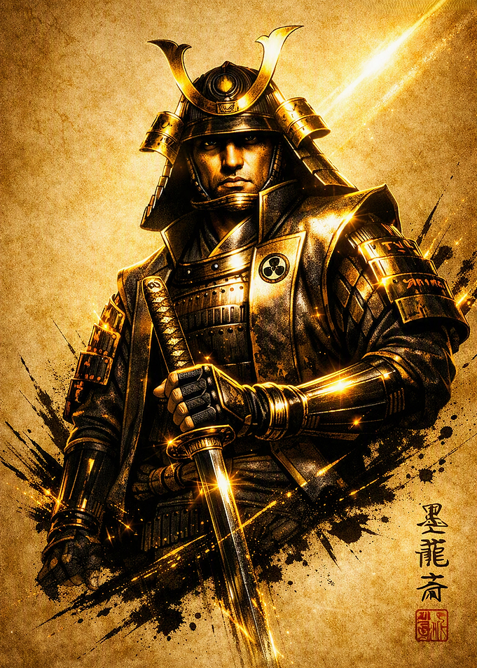 Golden Samurai Warrior Portrait