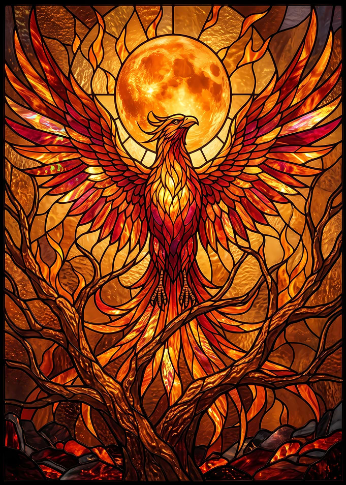 Stained Glass Phoenix Rising