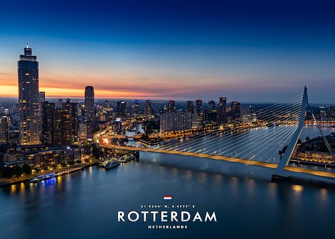Rotterdam Skyline at Sunset