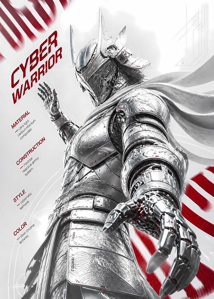 Chrome Cyber Samurai Poster